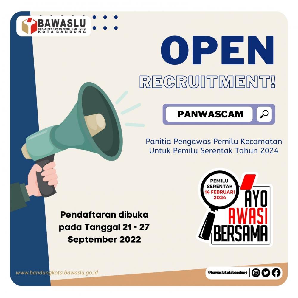 Resmi! Pendaftaran Panwaslu Kecamatan Kota Bandung telah di Buka