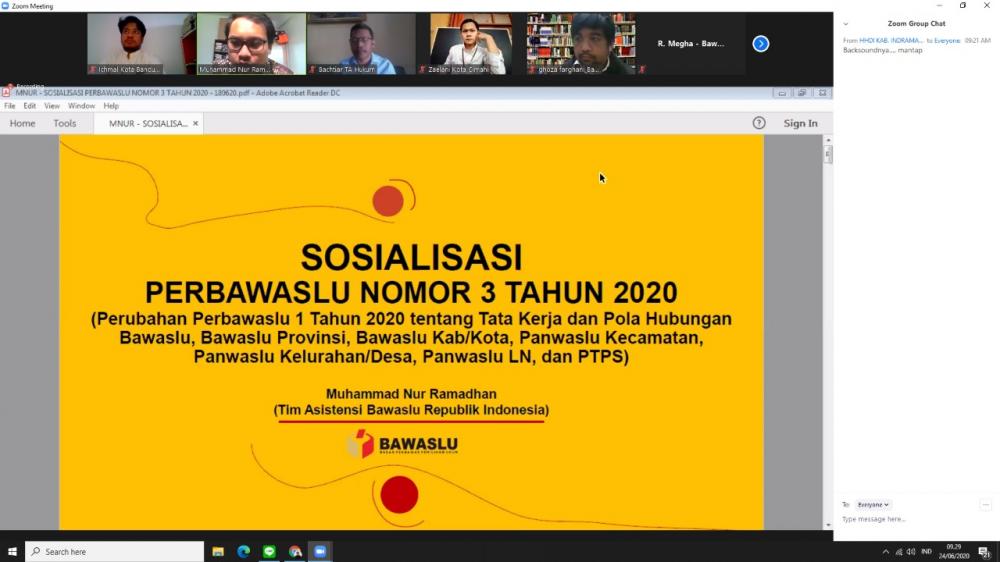 Sosialisasi Perbawaslu 3 Tahun 2020 Tentang Tata Kerja dan Pola Hubungan Bawaslu