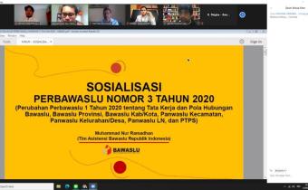 Sosialisasi Perbawaslu 3 Tahun 2020 Tentang Tata Kerja dan Pola Hubungan Bawaslu